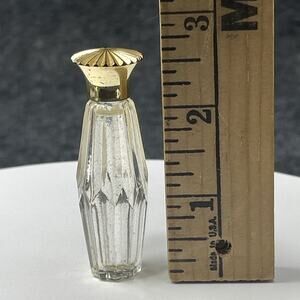 Houbigant Chantilly Mini Glass Perfume Bottle Empty Vtg Vanity Decor Gold Lid